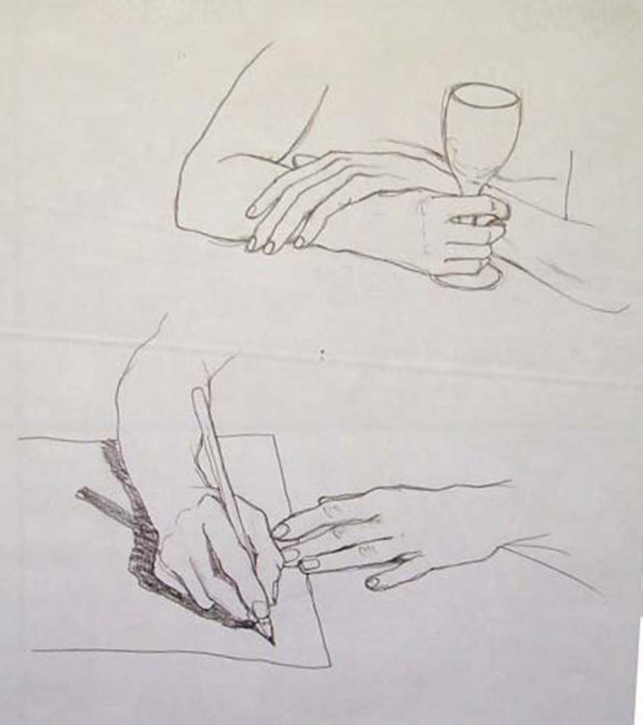 alan ansell hands drawing and grasping