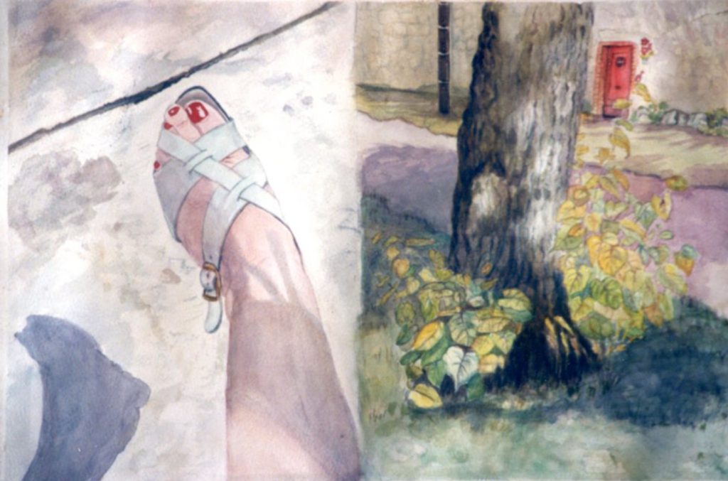Elke Mehring watercolour potrait of her foot