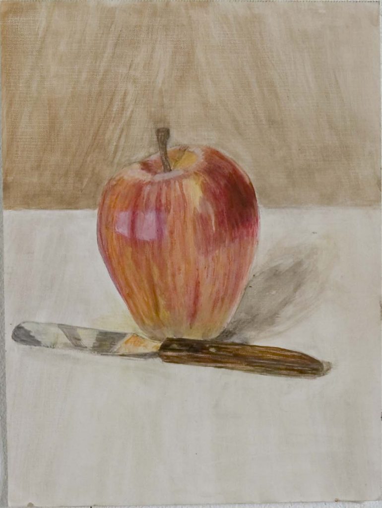Hilda-Weissfloch apple with knife