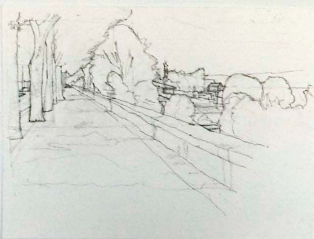 John Hughs drawing of esplanade wall