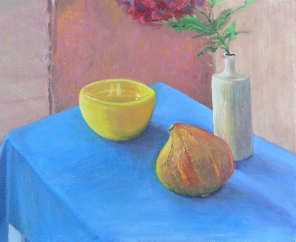 Kate-still life with gourde & yellow pot